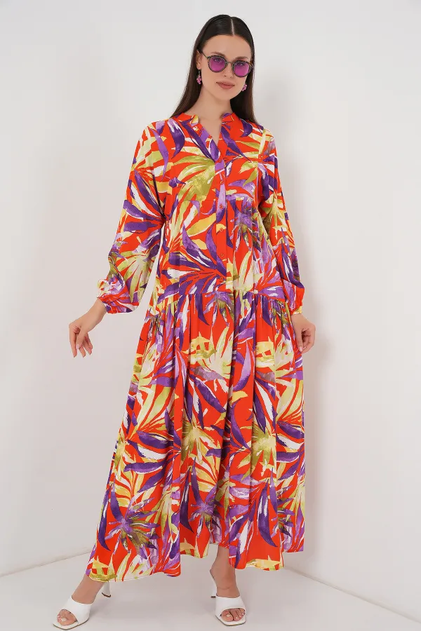 Robe hijab à motifs authentiques 2423 - B.Lila