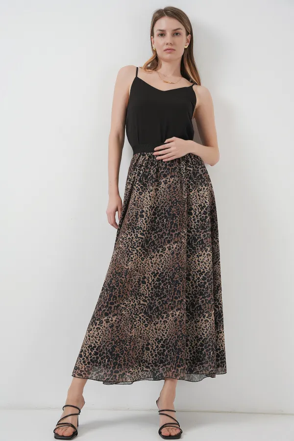 8032 Long Chiffon Skirt - Beige