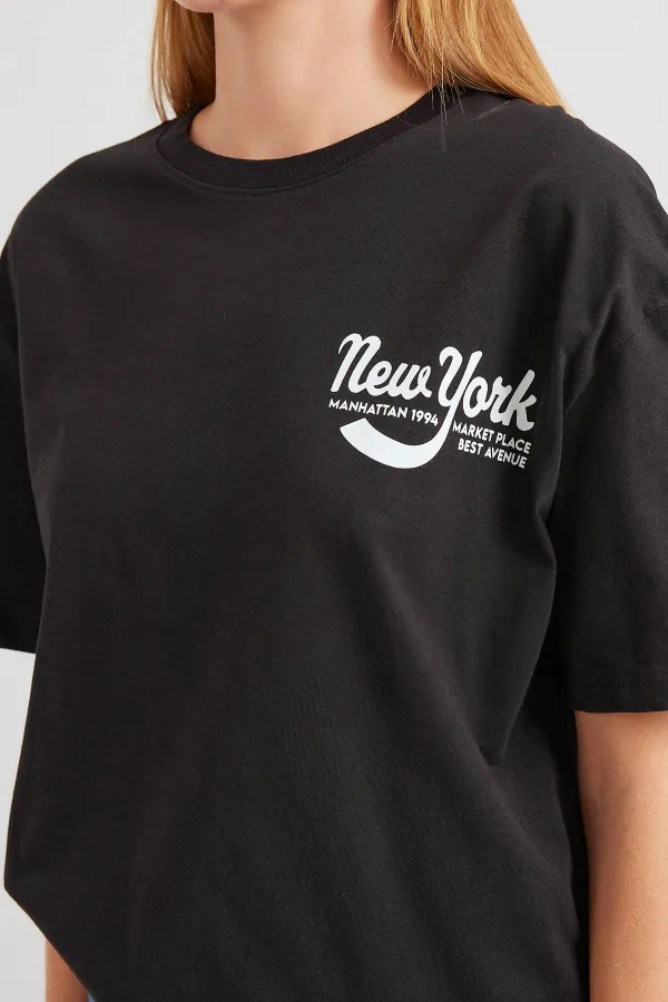 T-shirt basique imprimé 4318 - Noir