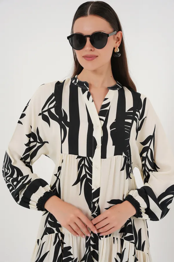 Robe hijab authentique à motifs 2423 - Blanc clair