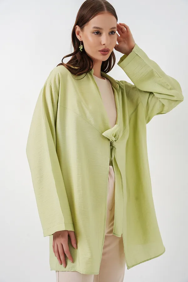 Kadın Salaş Bağcıklı Kimono 5981 - E.Yeşil