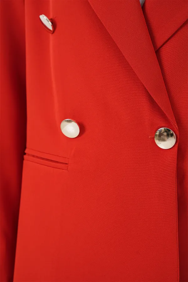 Women's Double-Breasted Blazer Jacket 0722 - Brick Women's Double-Breasted Blazer Jacket 0722 - Brick