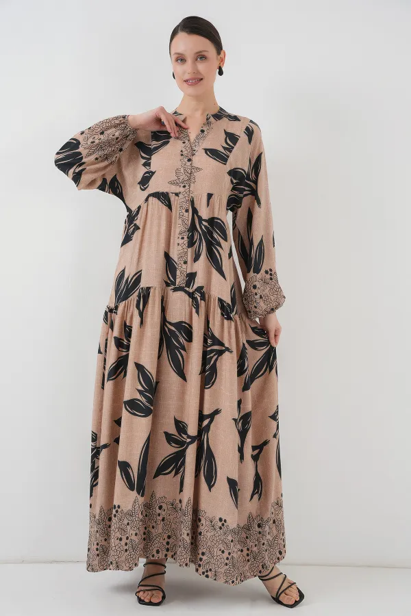 2423 Authentic Patterned Hijab Dress - D.Vizon