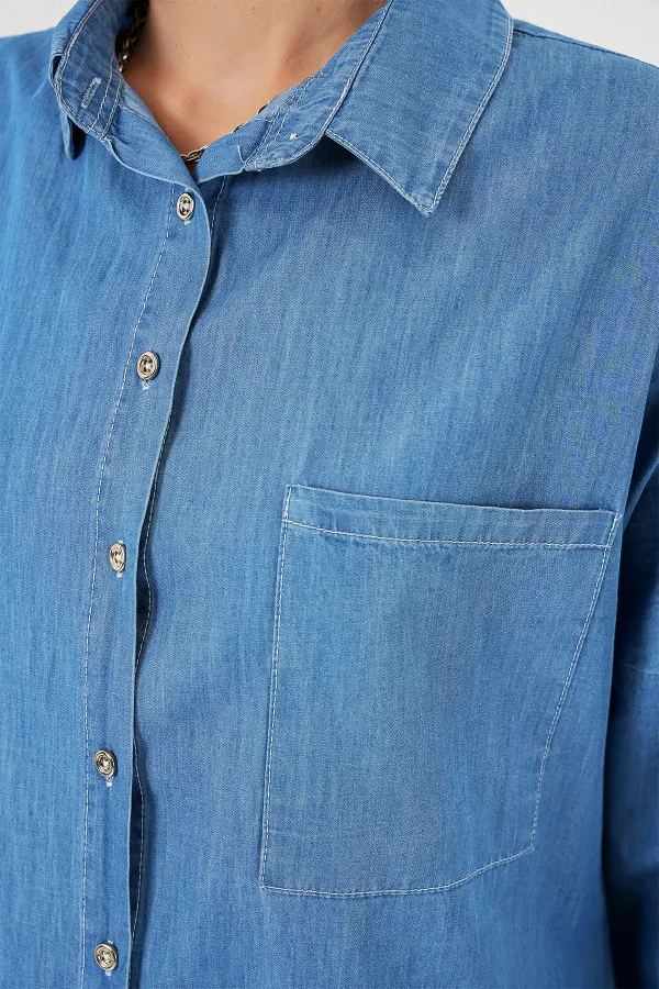 Chemise en jean oversize pour femme 20280 - Bleu