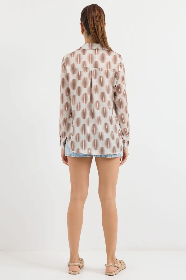 Chemise en satin fluide 3964 - Marron clair