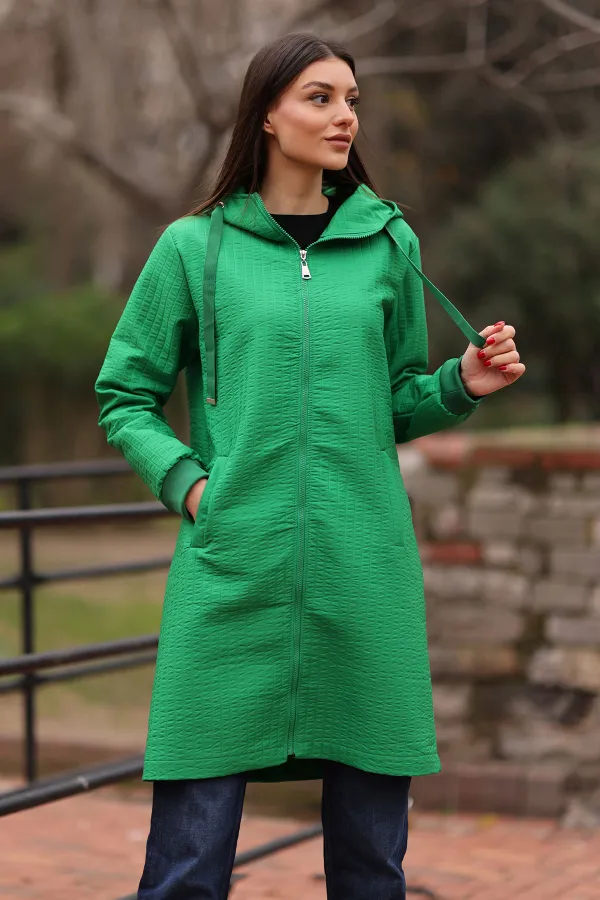 5138 Manteau long matelassé - Vert clair