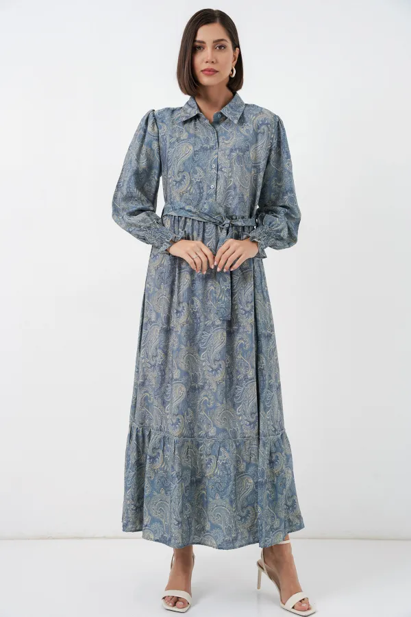 Robe hijab ceinturée pour femme 2589 - Menthe