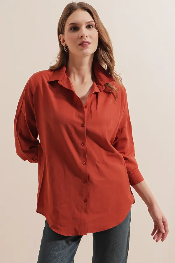 Chemise basique longue oversize 3900 - Brique