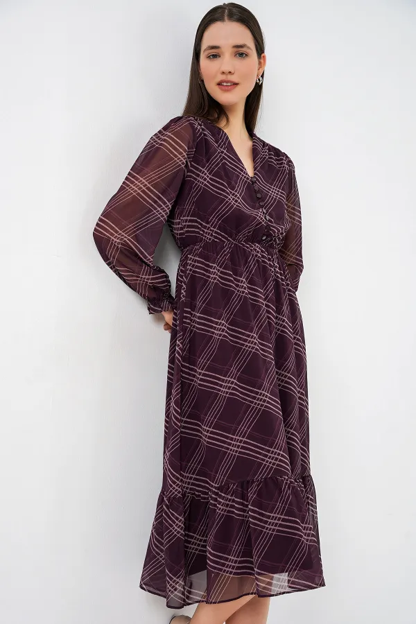 Robe en mousseline à motifs 2137 - Violet