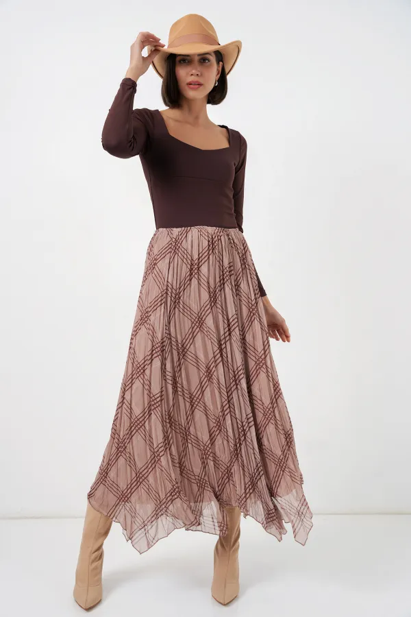 Women's Asymmetrical Chiffon Skirt 8056 - Mink