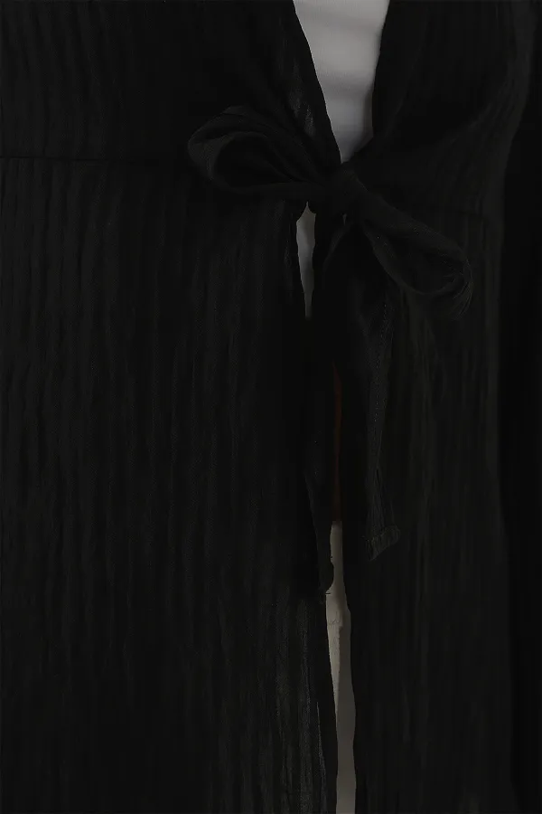 Kadın Önü Bağcıklı Bluz 952 - Siyah