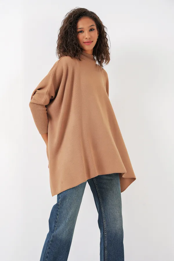 15783 Yırtmaçlı Panço Kazak - Bisküvi