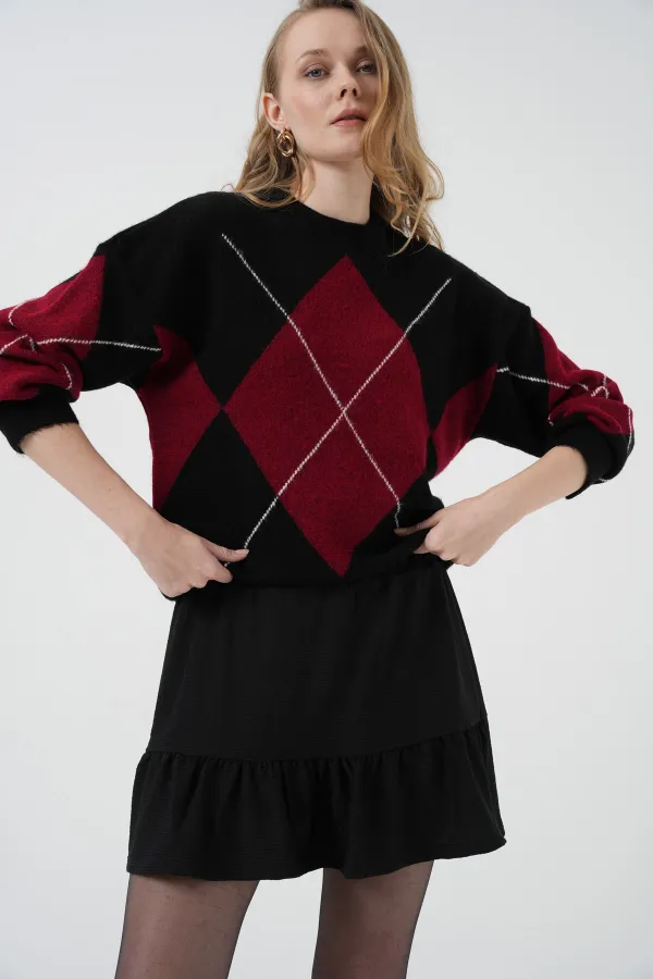 1884 Örme Siyah Mini Etek