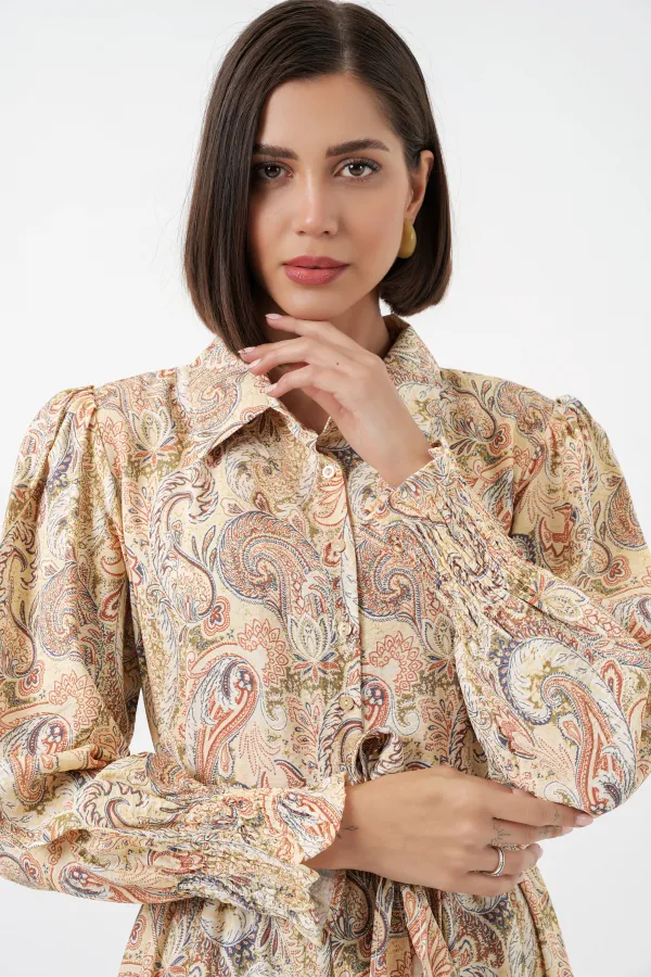 Robe hijab ceinturée pour femme 2589 - Jaune