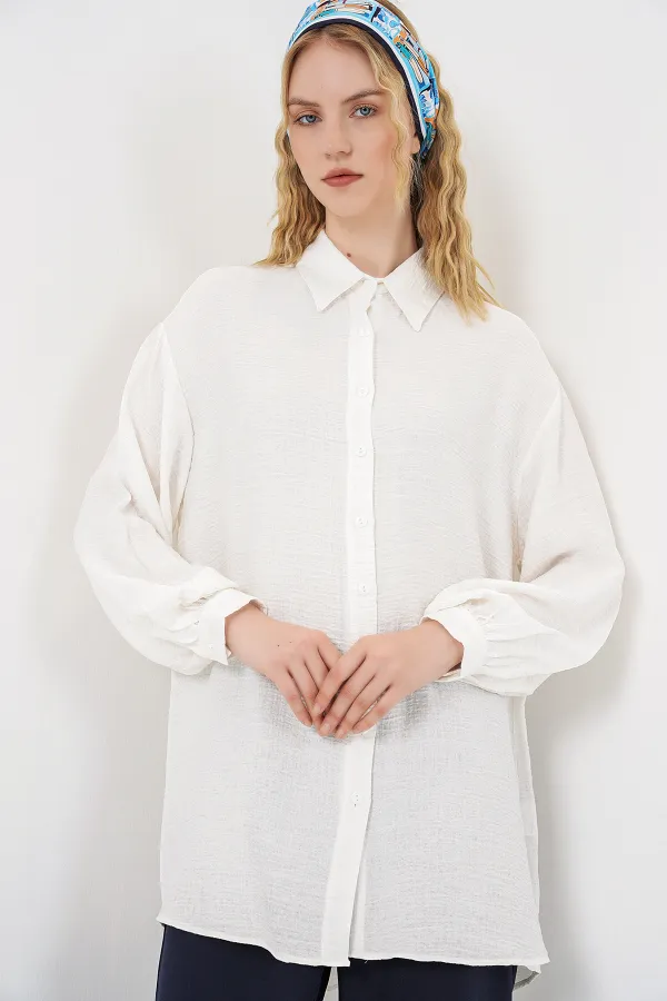 Women's Textured Oversize Tunic 5989 - White