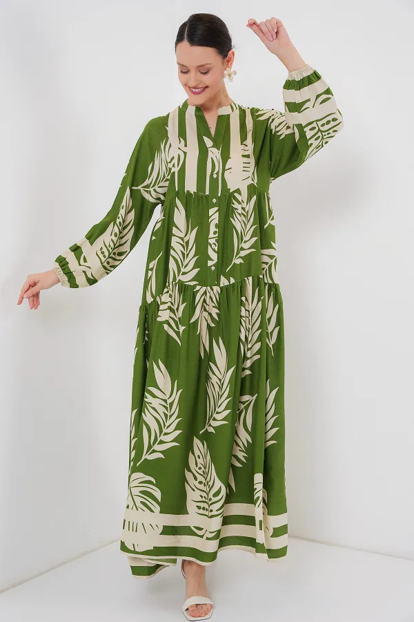 Robe hijab à motifs authentiques 2423 - Verte 5