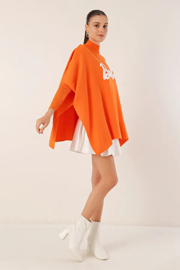 15783 Yırtmaçlı Panço Kazak - D. Turuncu