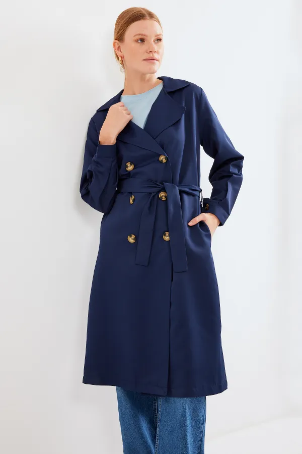 Trench-coat croisé 5853 - Bleu marine