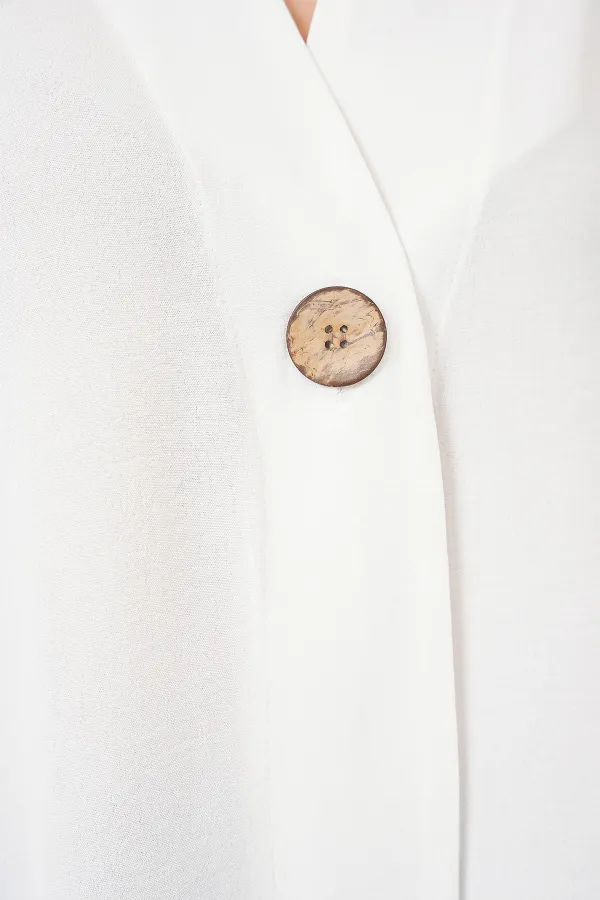 Kadın Kısa Kol Oversize Kimono 5969 - Beyaz