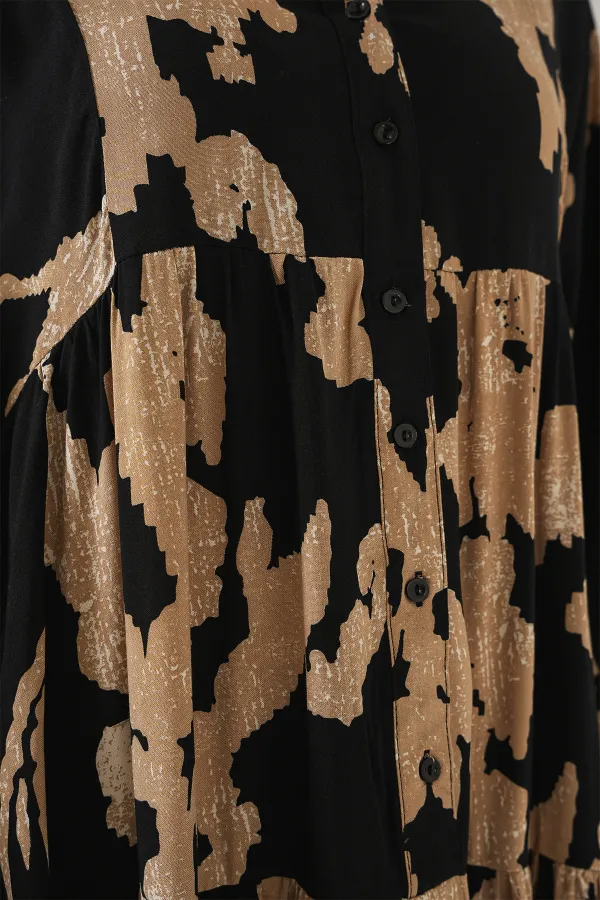 Robe hijab à motifs authentiques 2423 - Beige clair