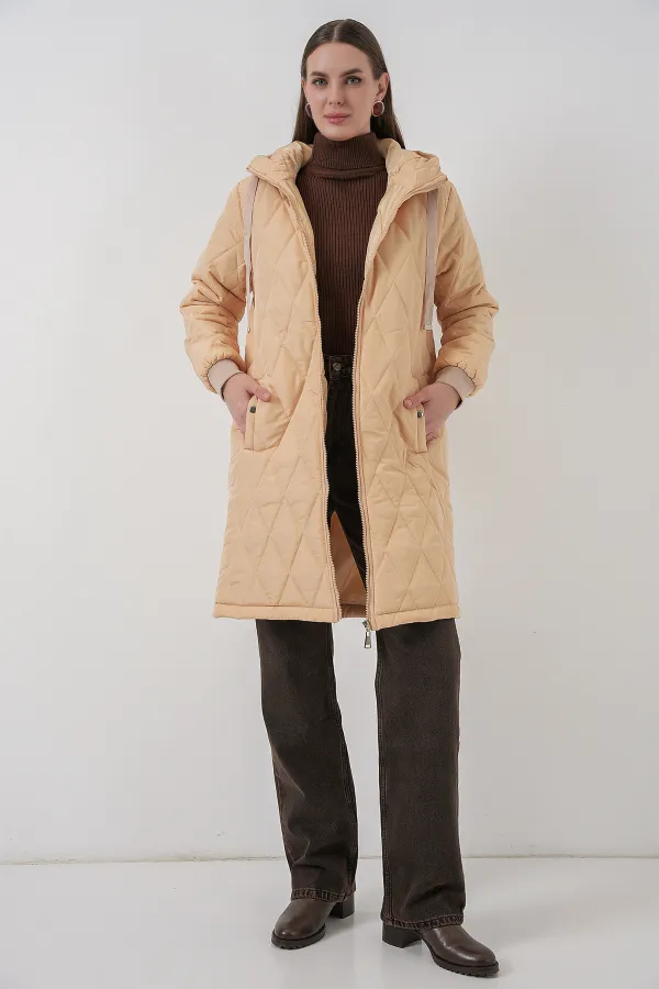 Doudoune longue matelassée 5138 - Beige