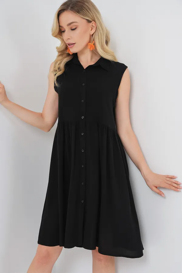 Women's Zero Sleeve Midi Dress 2563 - Black