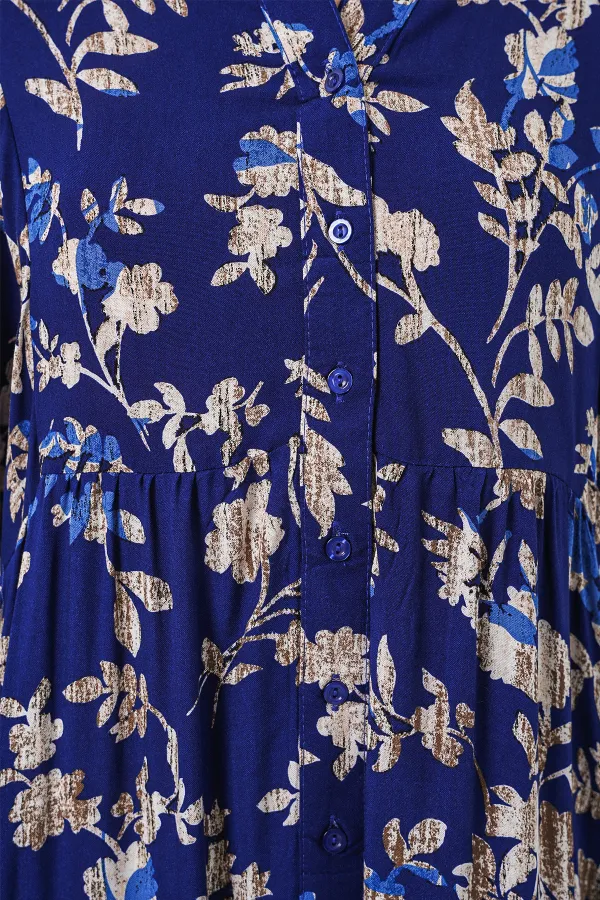 Women's Patterned Long Hijab Dress 2585 - E. Saks