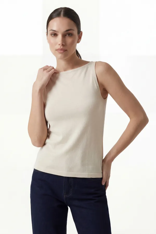 Kadın Askılı Örme Atlet 15935 - Krem