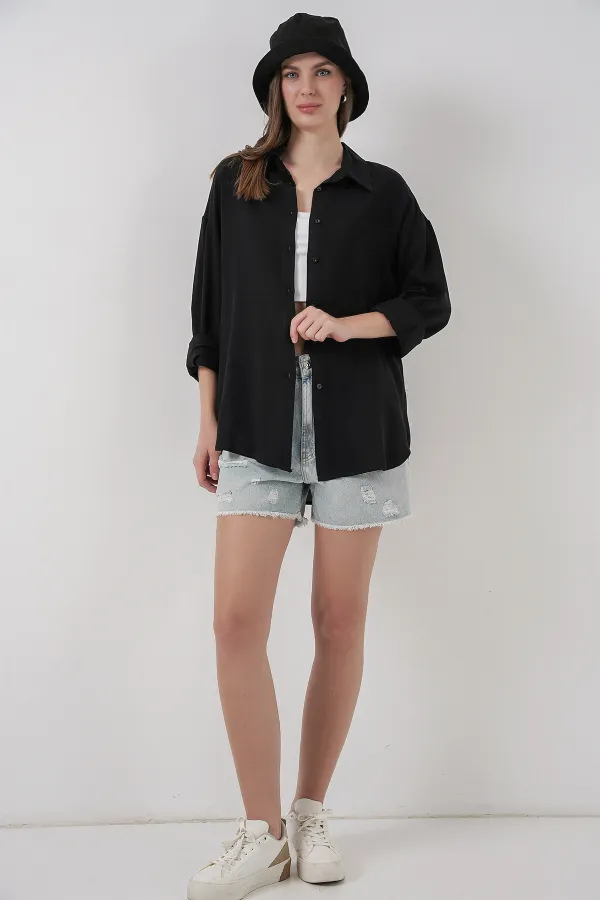 Chemise en viscose 3785 - Noire