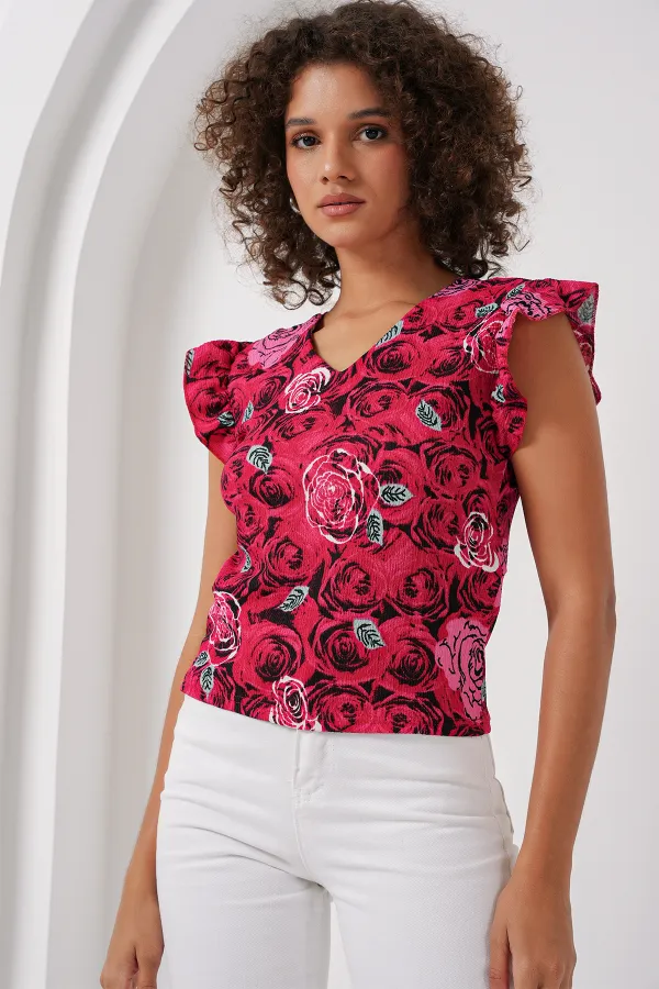 Chemisier tricoté 0430 - Rouge foncé