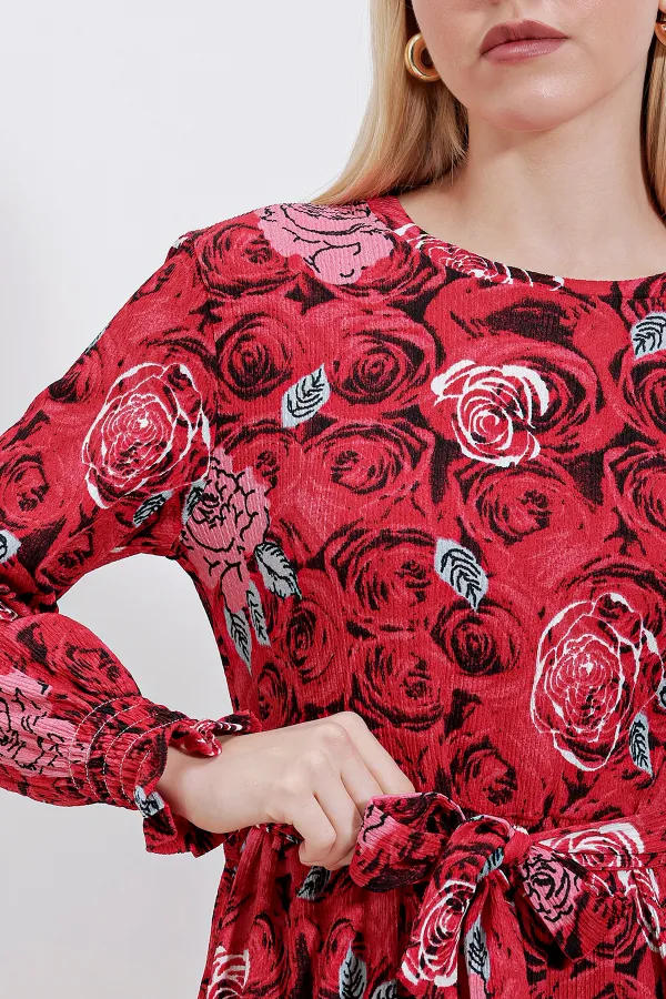 Robe hijab tricotée 1525 - Rouge foncé