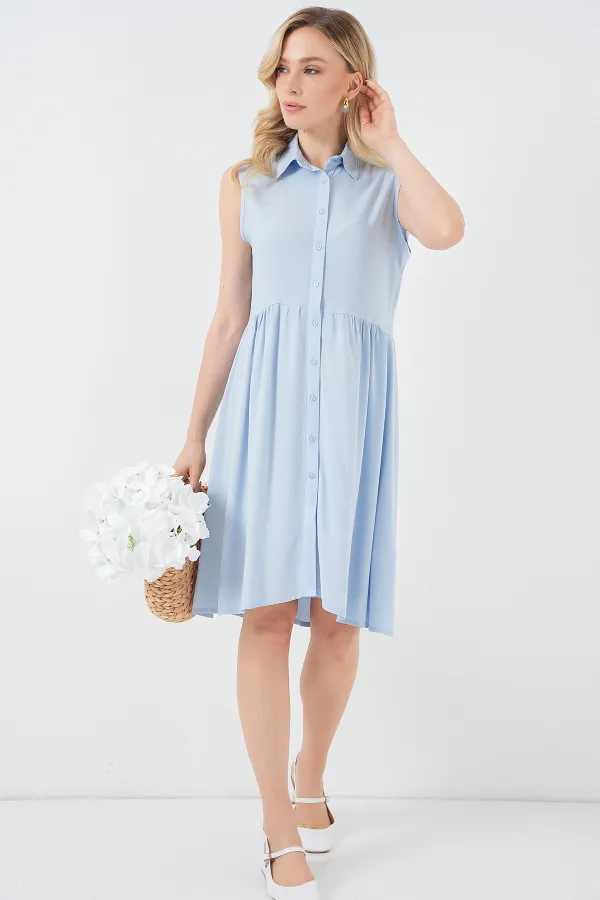 Robe midi sans manches pour femme 2563 - Bleu