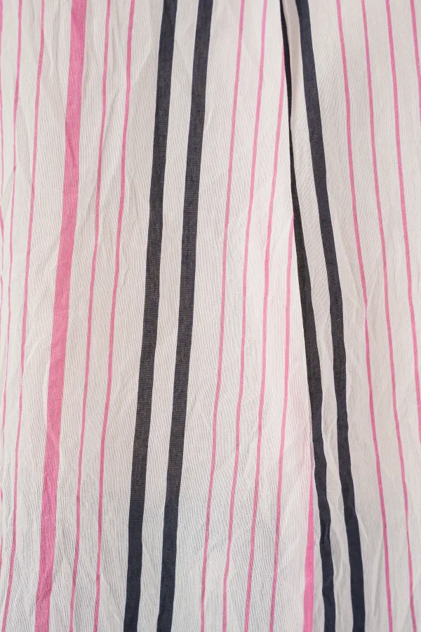 Kadın Çizgili Oversize Bluz 967 - Pembe