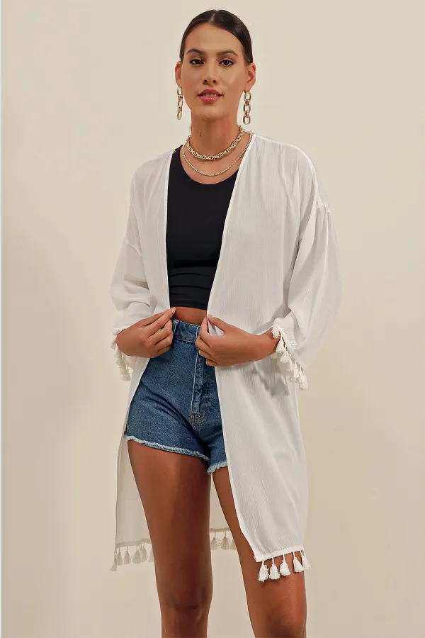 Kimono à volants 5833 - Blanc