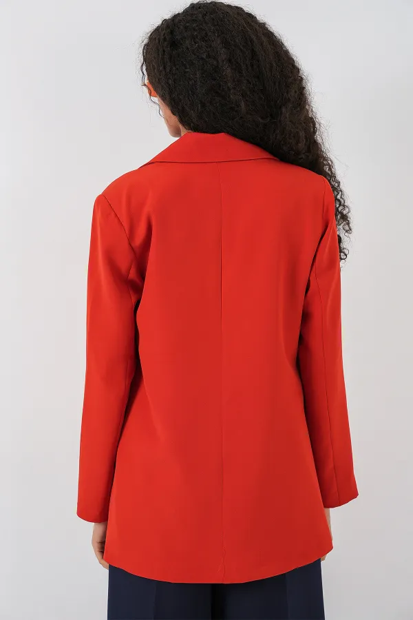 Women's Double-Breasted Blazer Jacket 0722 - Brick Women's Double-Breasted Blazer Jacket 0722 - Brick