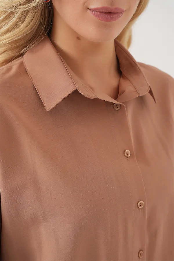 Chemise basique longue oversize 3900 - Camel