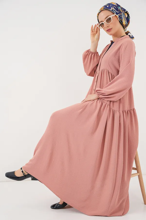 2527 Women's Long Hijab Dress - Salmon