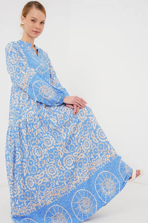Robe hijab à motifs authentiques 2423 - Taille S, bleu
