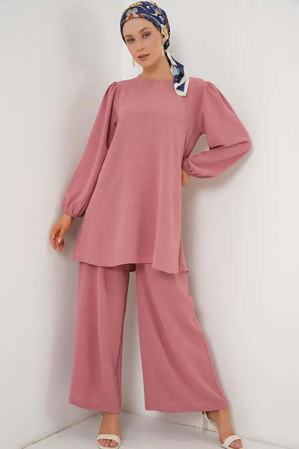 Ayrobin Tunik Pantolon Alt Üst Takım 6712 - Pembe