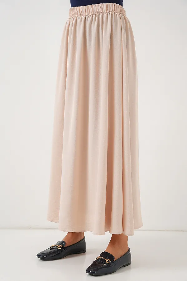 Kadın Uzun Ayrobin Etek 8050 - Bej