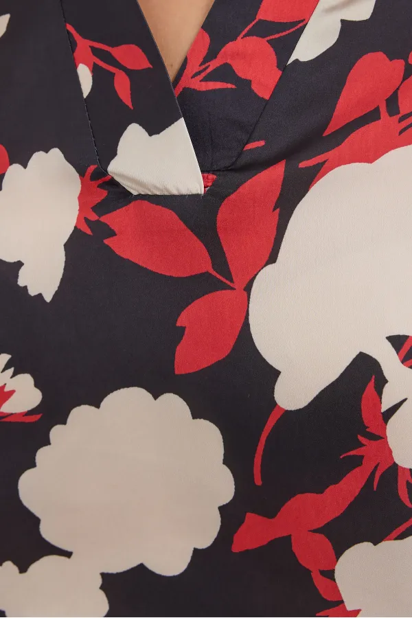 8018 Patterned Satin Two-Piece Suit - Beige