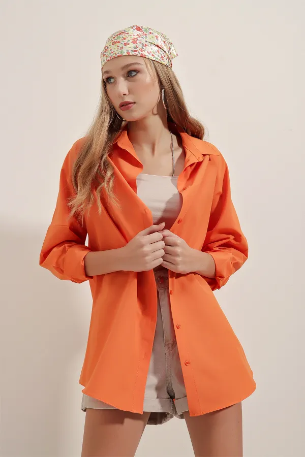 Chemise basique longue oversize 3900 - Orange