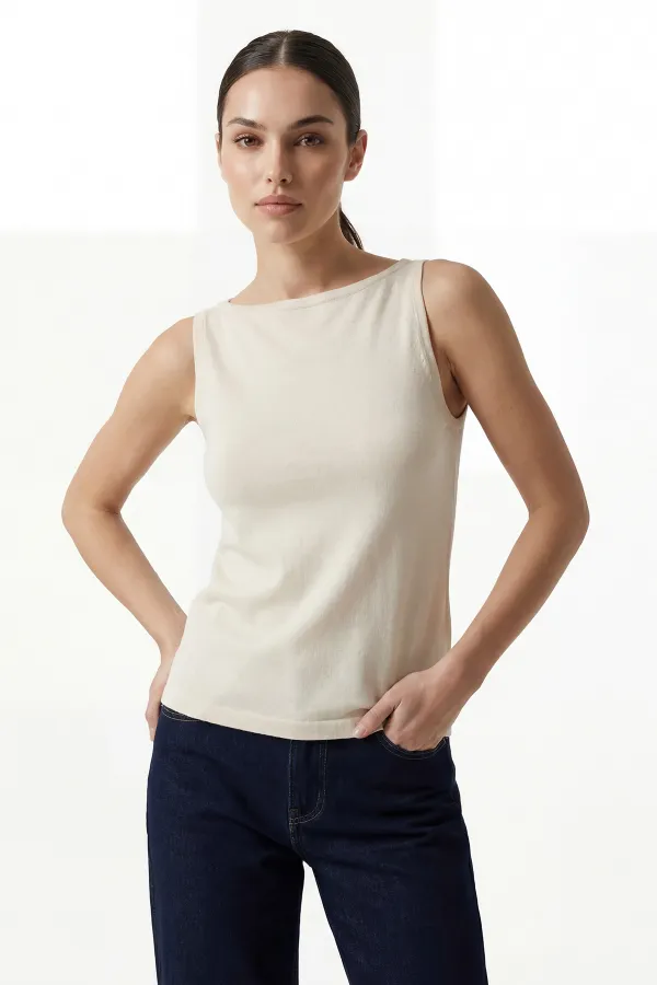 Kadın Askılı Örme Atlet 15935 - Krem