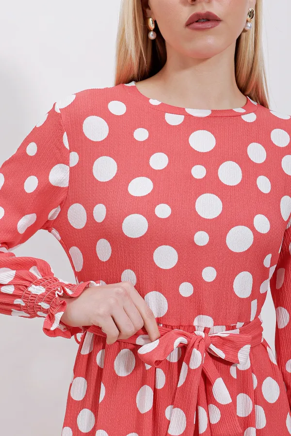 1525 Knitted Hijab Dress - Green Pink