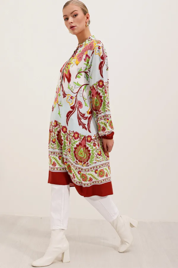 Robe en viscose à motifs 5903 - Bordeaux