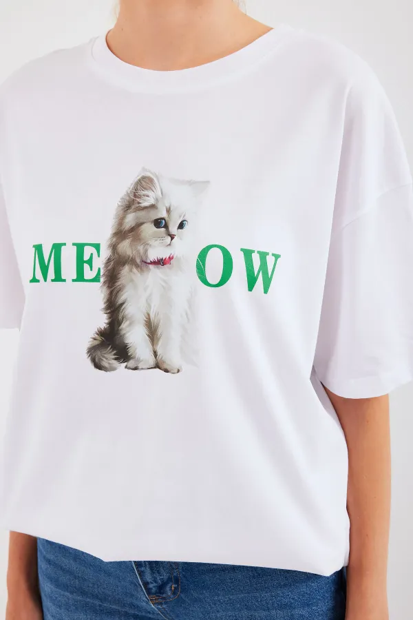 T-shirt oversize imprimé 4319 - Blanc