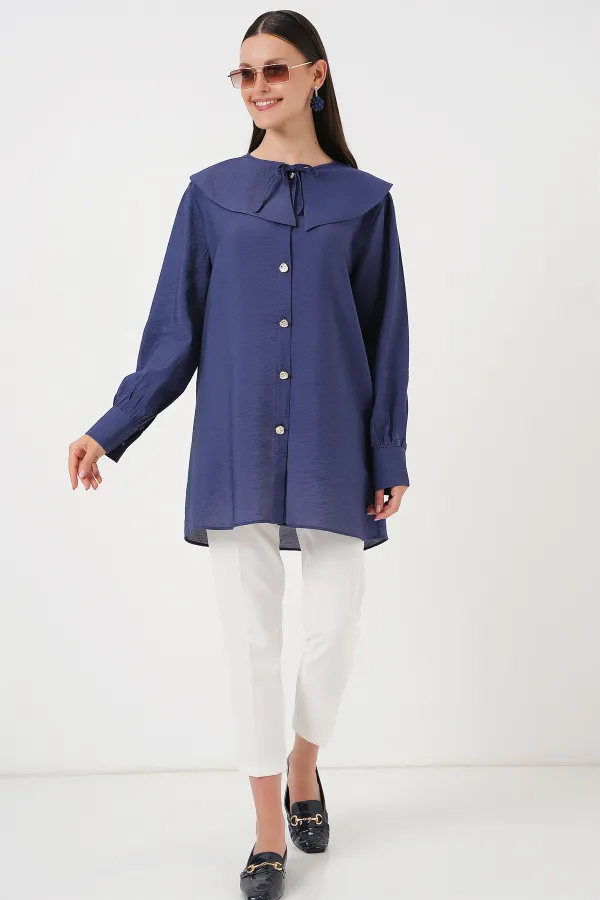 Kadın Bebe Yaka Uzun Tunik 5967 - İndigo