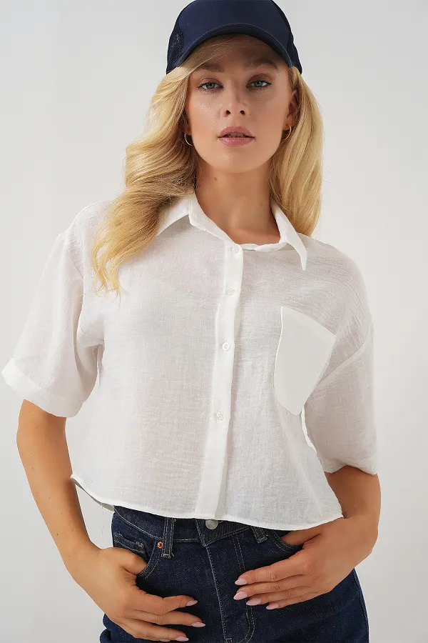 T-shirt court à manches courtes pour femme 20341 - Blanc