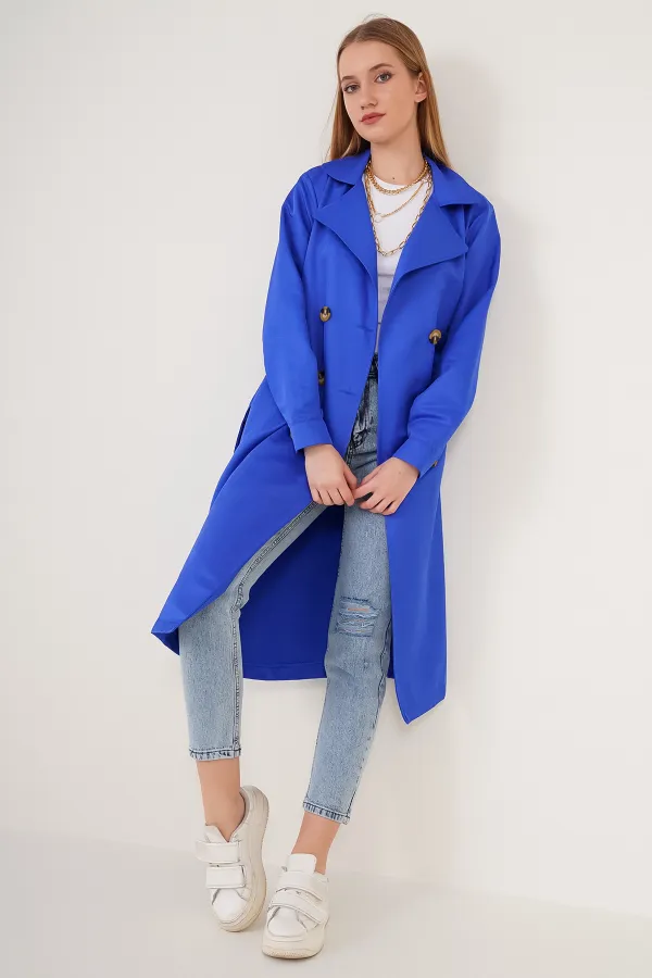 5853 Double-breasted Trench Coat - Saxe