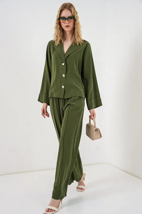 Women's Jacket and Trousers Two-Piece Set 30065 - Khaki